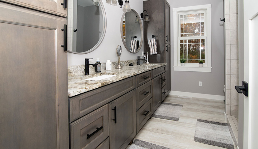 bathroom with beautiful cabinets